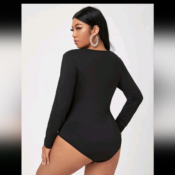 Contrast Mesh And Solid Bodysuit - Picture 2 of 2